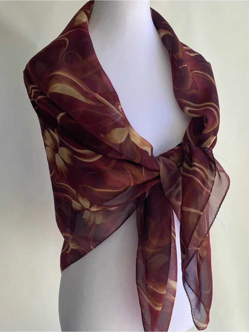 Fall floral large square vintage scarf wrap shawl boho waist